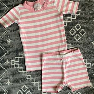 Hanna Andersson girls pajamas size 5 pink stripe summer short johns